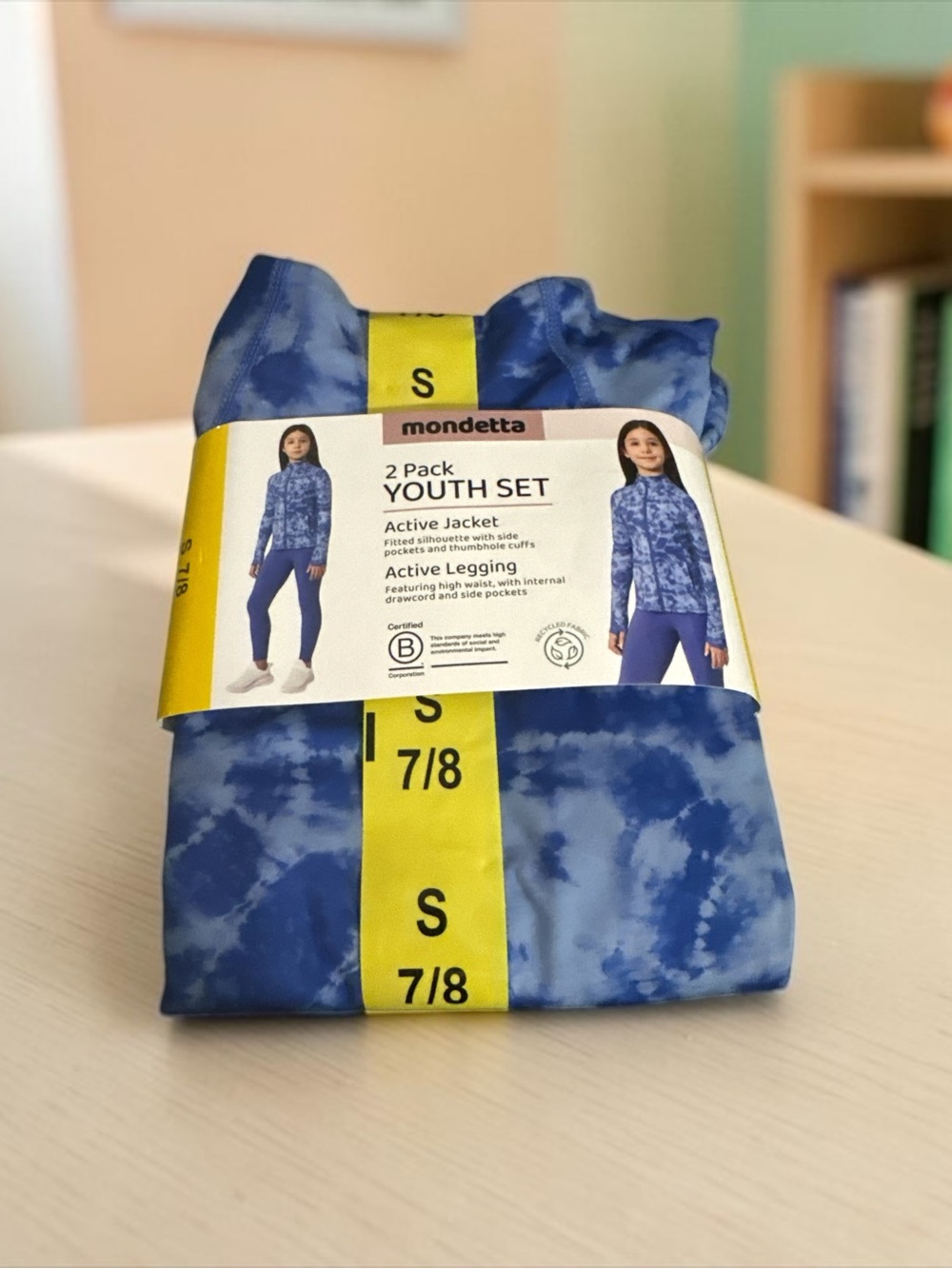 Mondetta Girls Blue Tie-Dye 2-Pack Active Jacket & Legging Set